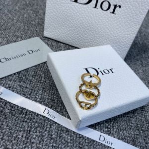 Dior Open Chain Knuckle Ring Set Metal and White Crystals Gold