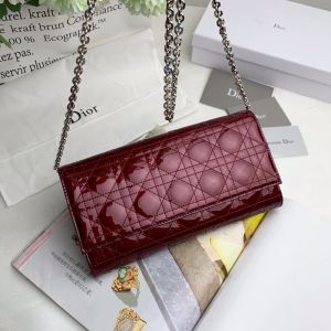 Dior Pouch Patent Cannage Calfskin Red