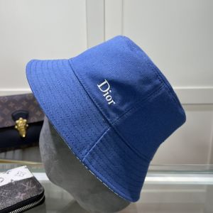 Dior Reversible Bucket Hat Dior Oblique Motif Cotton Blue