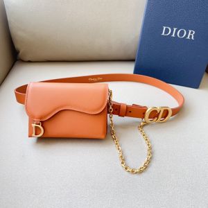 Dior Saddle Removable Pouch Belt 20MM Ultrasoft Calfskin Brown