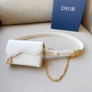 Dior Saddle Removable Pouch Belt 20MM Ultrasoft Calfskin White