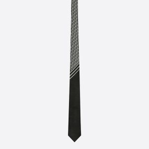 Dior Tie Striped Oblique Motif Silk Black