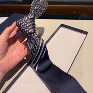 Dior Tie Striped Oblique Motif Silk Blue