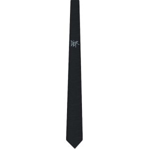 Dior Tie Shawn Logo Motif Silk Black