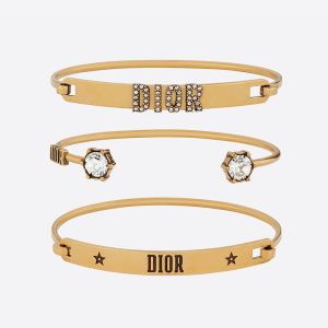 Diorevolution Bracelet Set Metal and White Crystals Gold