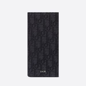 Large Dior Vertical Wallet Oblique Motif Canvas Black