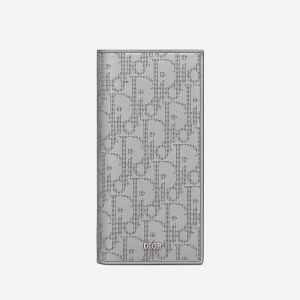 Large Dior Vertical Wallet Oblique Galaxy Leather Grey