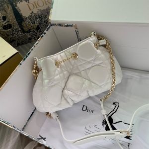 Small Dior Ammi Bag Macrocannage Lambskin White