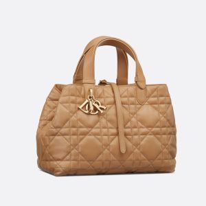 Medium Dior Toujours Bag Macrocannage Calfskin Brown