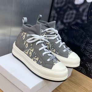 Walk'n'Dior Platform Sneakers Unisex Oblique Motif Technical Mesh and Calfskin Grey
