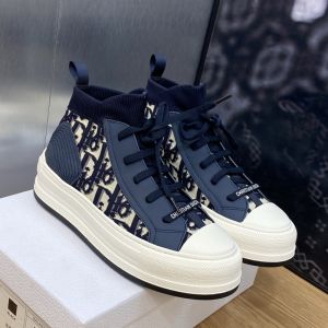 Walk'n'Dior Platform Sneakers Unisex Oblique Motif Technical Mesh and Calfskin Navy Blue