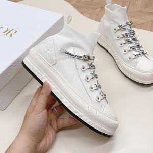Walk'n'Dior Platform Sneakers Women Technical Mesh and Calfskin White