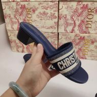 Christian Dior Dway Heeled Slides Women Calfskin Blue