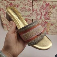 Christian Dior Dway Heeled Slides Women Calfskin Gold