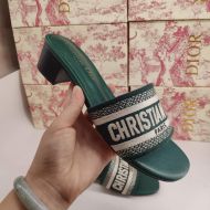 Christian Dior Dway Heeled Slides Women Calfskin Green