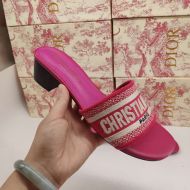 Christian Dior Dway Heeled Slides Women Calfskin Rose