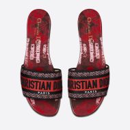Christian Dior Dway Slides Women Tie & Dye Motif Canvas Red