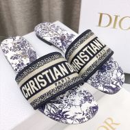 Christian Dior Dway Slides Women Jardin d'Hiver Motif Canvas Blue