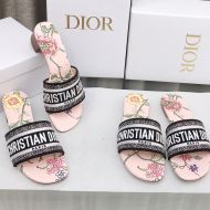 Christian Dior Dway Slides Women Petites Fleurs Motif Canvas Pink