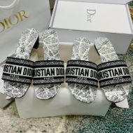 Christian Dior Dway Slides Women Plan de Paris Motif Canvas White
