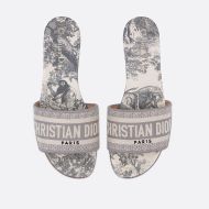Christian Dior Dway Slides Women Toile De Jouy Motif Canvas Grey