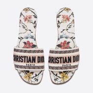 Christian Dior Dway Slides Women Rosa Mutabilis Motif Canvas White
