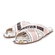 Christian Dior Granville Slides Women Rosa Mutabilis Motif Canvas White