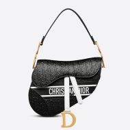 Christian Dior Saddle Bag Oblique Embossed Calfskin Black/White