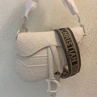 Christian Dior Saddle Bag Ultramatte Oblique Embossed Calfskin White