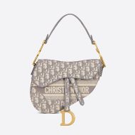 Christian Dior Saddle Bag Oblique Motif Canvas Grey