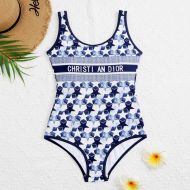 Christian Dior Swimsuit Women Etoile Motif Lycra Blue