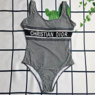 Christian Dior Swimsuit Women Micro Houndstooth Motif Lycra Black