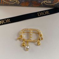 Dior 30 Montaigne Brooch Metal And White Resin Pearls Gold