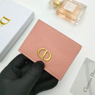 Dior 30 Montaigne Card Holder Grained Calfskin Pink