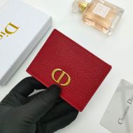 Dior 30 Montaigne Card Holder Grained Calfskin Red