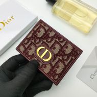 Dior 30 Montaigne Card Holder Oblique Motif Canvas Burgundy