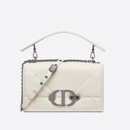 Dior 30 Montaigne Chain Bag with Handle Maxicannage Lambskin White