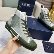 Dior B23 High-Top Sneakers Unisex Oblique Motif Canvas Green