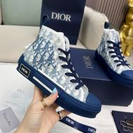 Dior B23 High-Top Sneakers Unisex Oblique Motif Canvas Navy Blue