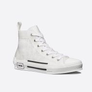 Dior B23 High-Top Sneakers Unisex Oblique Motif Canvas White