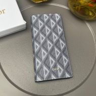 Dior Bi-Fold Long Card Holder CD Diamond Motif Canvas Grey