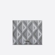 Dior Bi-Fold Wallet CD Diamond Motif Canvas Grey