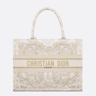 Dior Book Tote Butterfly Around The World Motif Canvas White/Gold