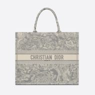 Dior Book Tote Toile De Jouy Motif Canvas Grey