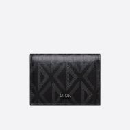 Dior Business Card Holder CD Diamond Motif Canvas Black