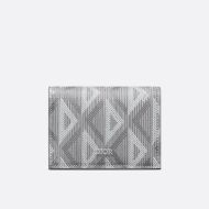 Dior Business Card Holder CD Diamond Motif Canvas Grey