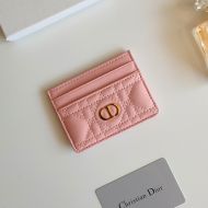 Dior Card Holder Cannage Calfskin Light Pink