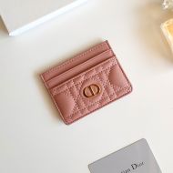 Dior Card Holder Cannage Calfskin Pink