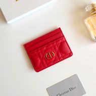 Dior Card Holder Cannage Calfskin Red