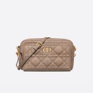 Dior Caro Double Pouch Cannage Calfskin Apricot